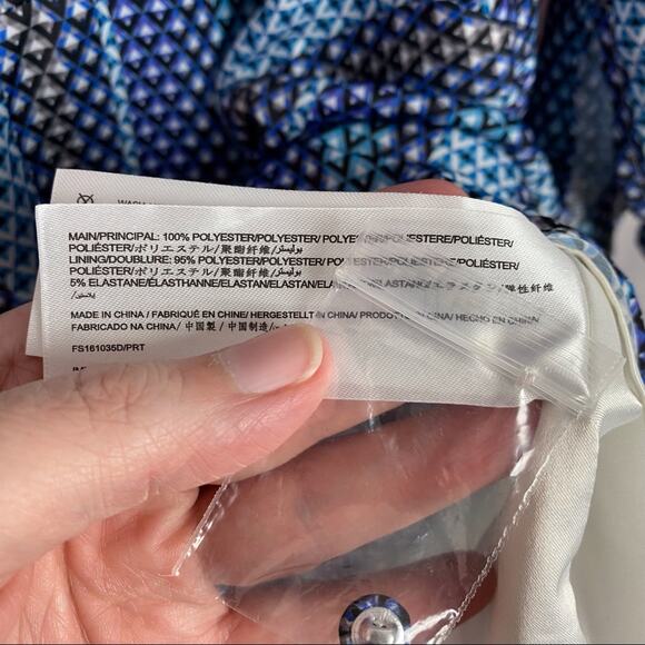 Finders Keepers Blue Hunter Geometric Sharkbite Hem Dress Sz.S - Picture 14 of 16